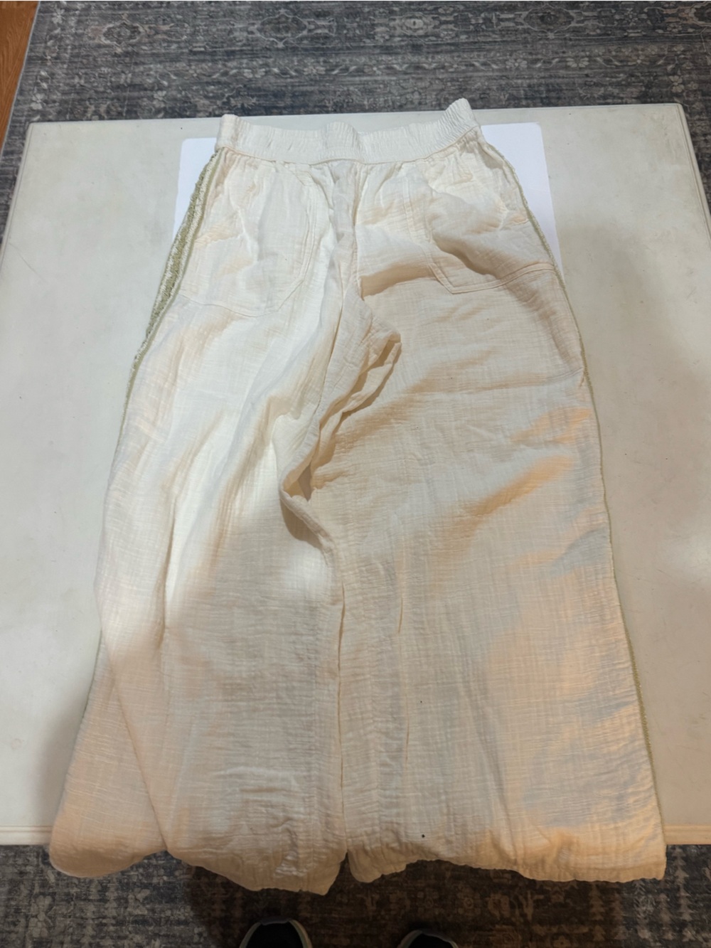 aerie Cream Wide Leg Lightweight Pants